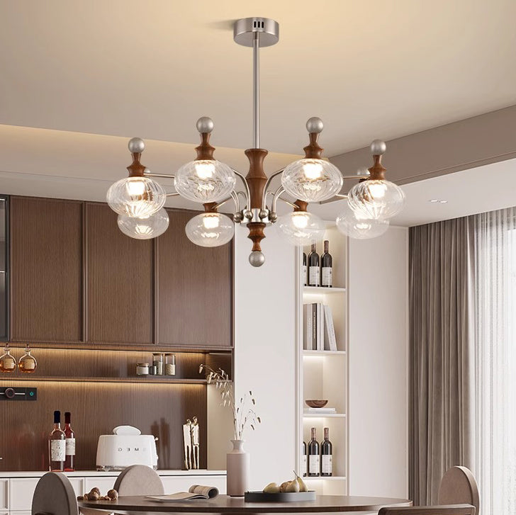 ثريات LED دائرية معاصرة من الحديد والزجاج لغرفة المعيشة