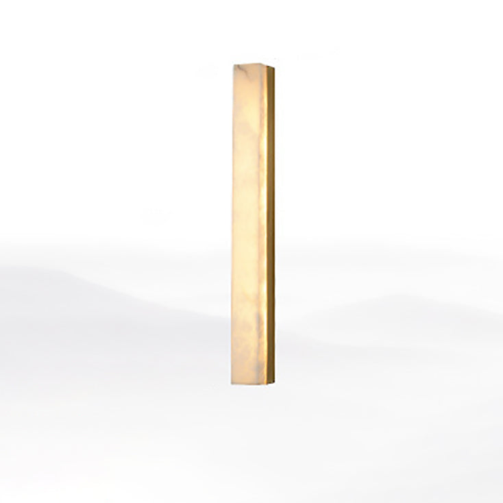 Traditional Chinese Long Strip Copper Marble LED Wall Sconce Lamp For Living Room