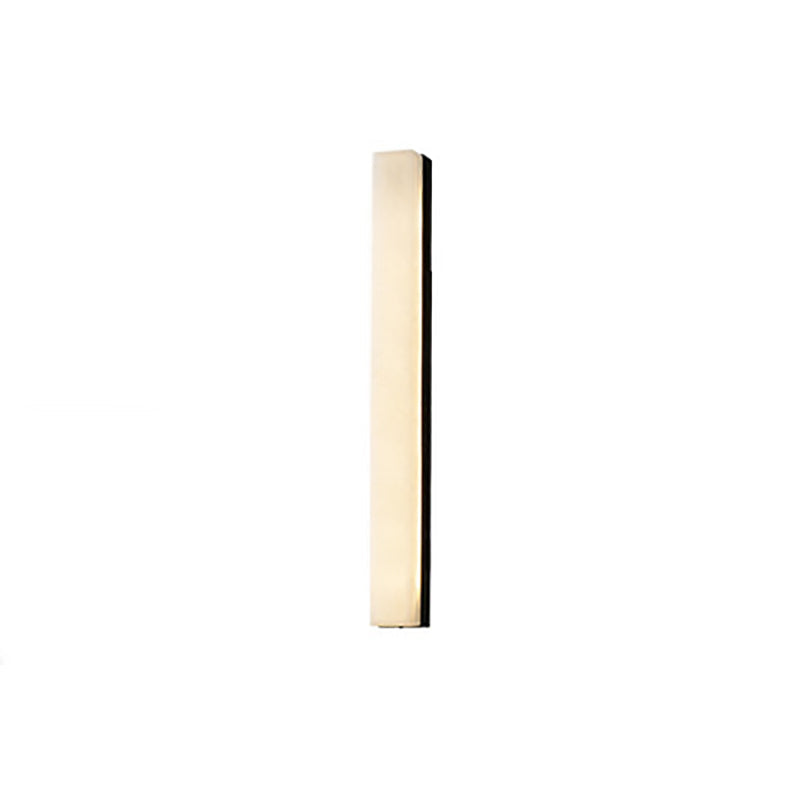 Traditional Chinese Long Strip Copper Marble LED Wall Sconce Lamp For Living Room