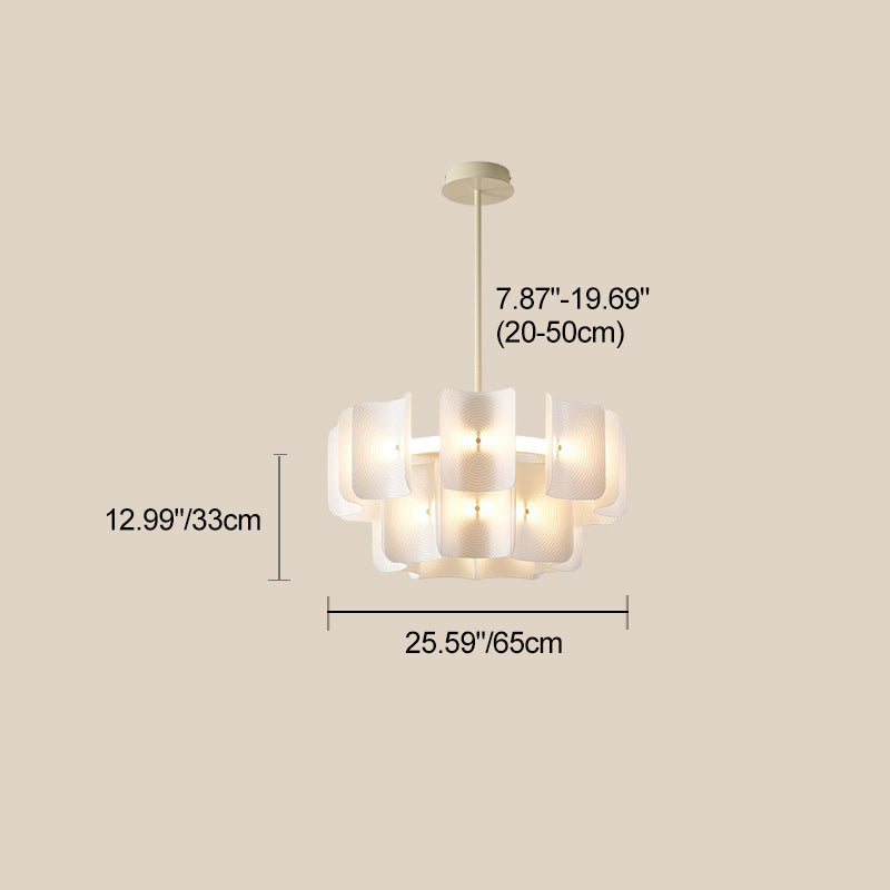 Traditional Japanese Dome Aluminum Acrylic LED Chandeliers For Living Room