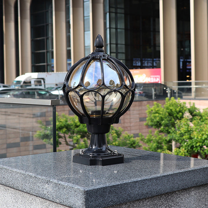 Contemporary Simplicity Round Waterproof Aluminum Glass 1 - Light Outdoor Post Light For Garden