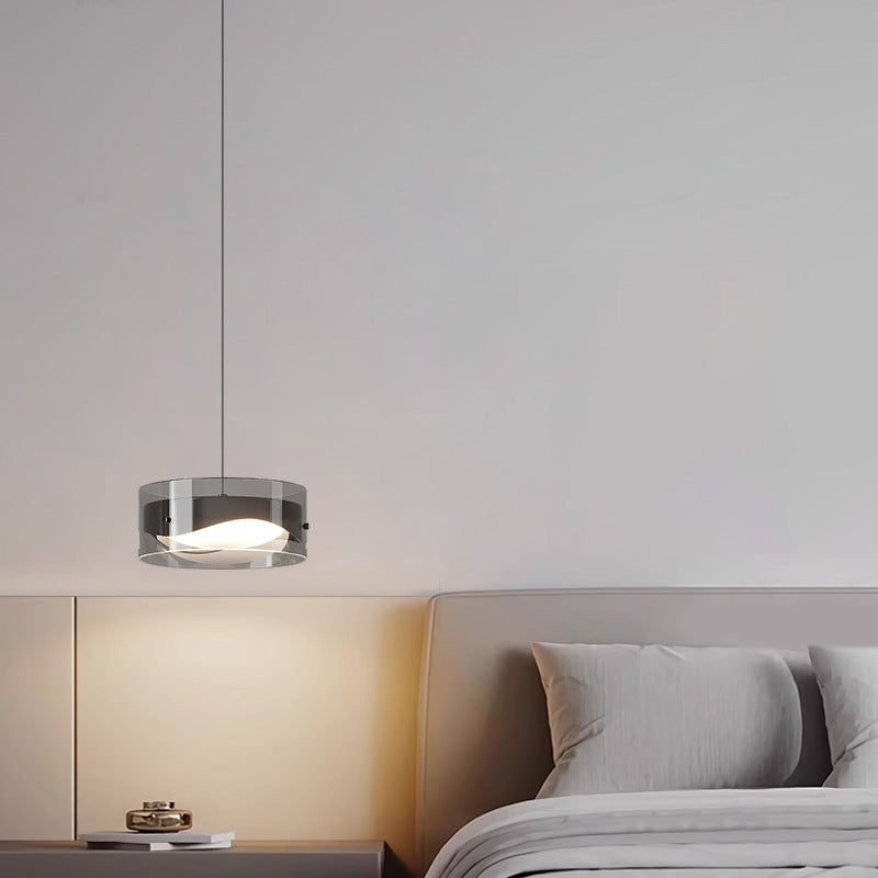 Contemporary Simplicity Dome Round Transparent Glass Iron LED Pendant Light For Bedroom