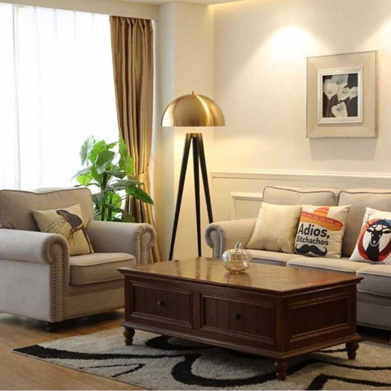 Contemporary Simplicity Aluminum Iron Semicircular Lampshade 1 - Light Standing Floor Lamp For Living Room