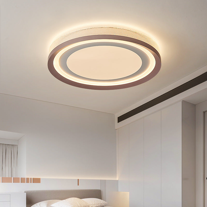 Contemporary Simplicity Round Iron Aluminum Acrylic LED Flush Mount Ceiling Light For Bedroom