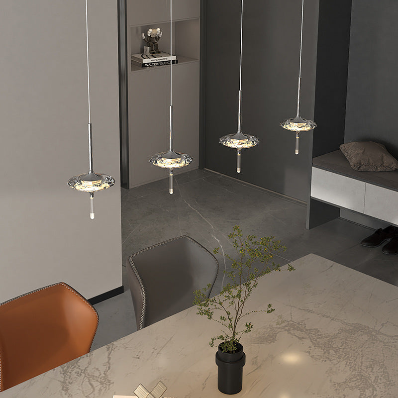 Modern Luxury Pointed Oval Crystal Lampshade Hardware 1/4/6/7 - Light Chandelier For Dining Room