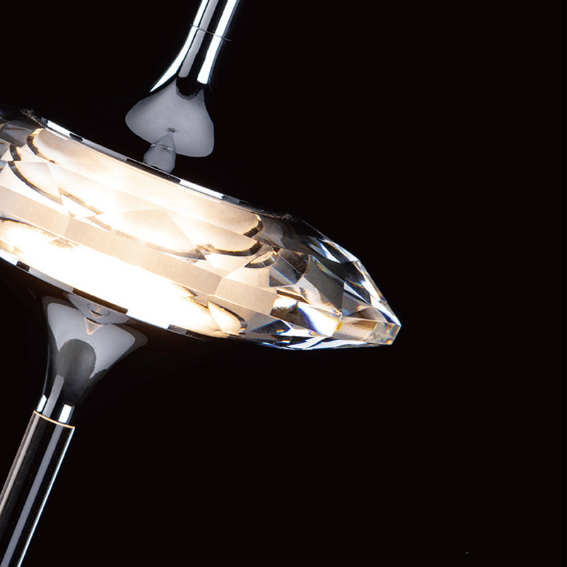 Modern Luxury Pointed Oval Crystal Lampshade Hardware 1/4/6/7 - Light Chandelier For Dining Room