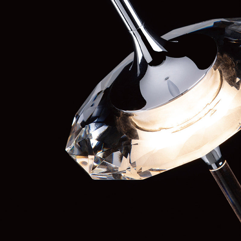 Modern Luxury Pointed Oval Crystal Lampshade Hardware 1/4/6/7 - Light Chandelier For Dining Room