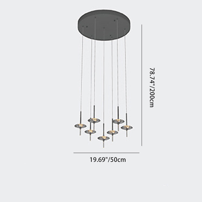 Modern Luxury Pointed Oval Crystal Lampshade Hardware 1/4/6/7 - Light Chandelier For Dining Room