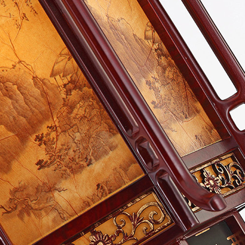Traditional Chinese Lantern Shape Pine Imitation Sheepskin Lampshade 1 - Light Chandeliers For Dining Room