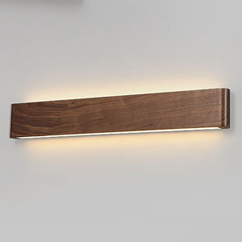 مصباح حائط LED بتصميم عصري بسيط على شكل شريط مستطيل من الألومنيوم والجوز لغرفة المعيشة