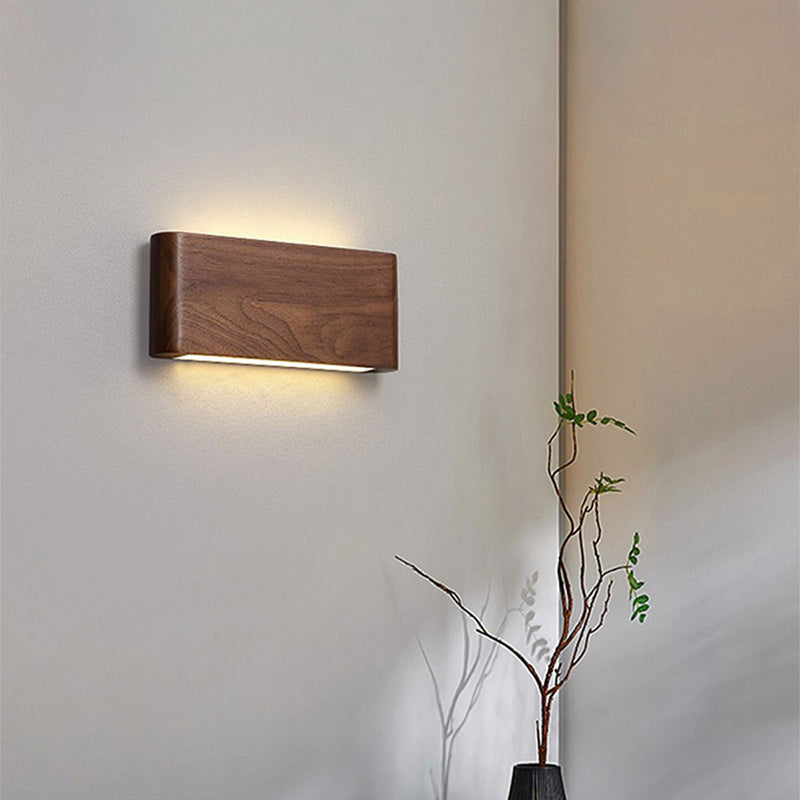 مصباح حائط LED بتصميم عصري بسيط على شكل شريط مستطيل من الألومنيوم والجوز لغرفة المعيشة