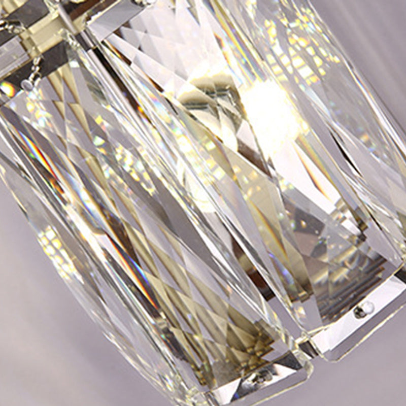 Modern Luxury Cylinder Stainless Steel Crystal Lampshade 2/4/6 - Light Wall Sconce Lamp For Bedroom