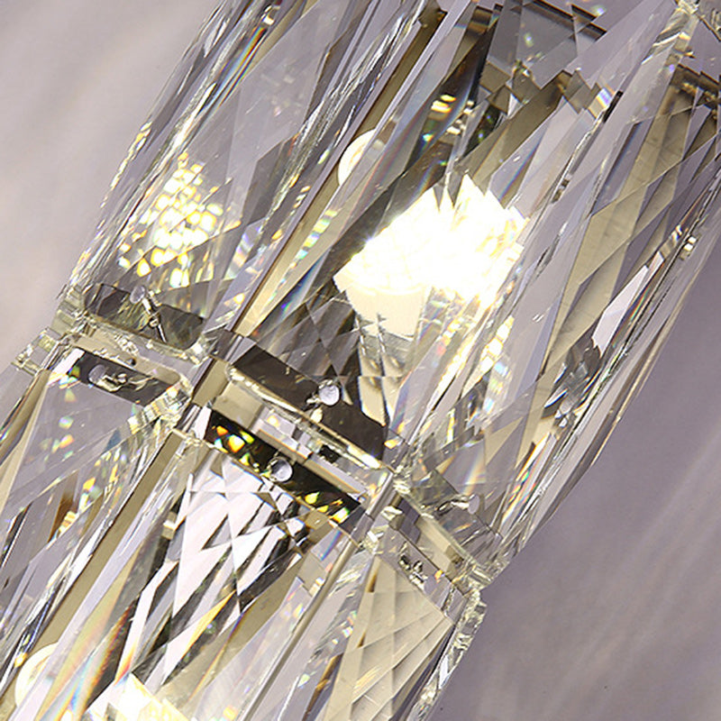 Modern Luxury Cylinder Stainless Steel Crystal Lampshade 2/4/6 - Light Wall Sconce Lamp For Bedroom