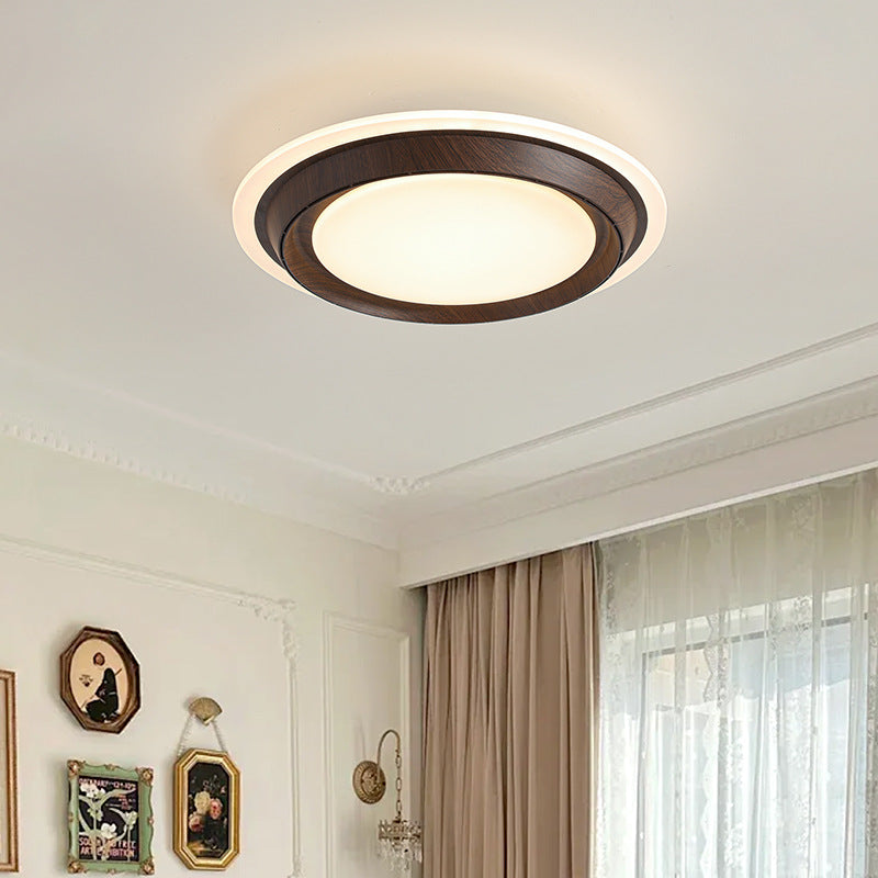 Modern Art Deco Round PC ABS Acrylic LED Semi-Flush Mount Ceiling Fan Light For Bedroom