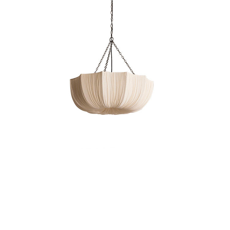 Traditional French Petal Semicircular Fabric Lampshade Iron 3/5 - Light Chandelier For Dining Room