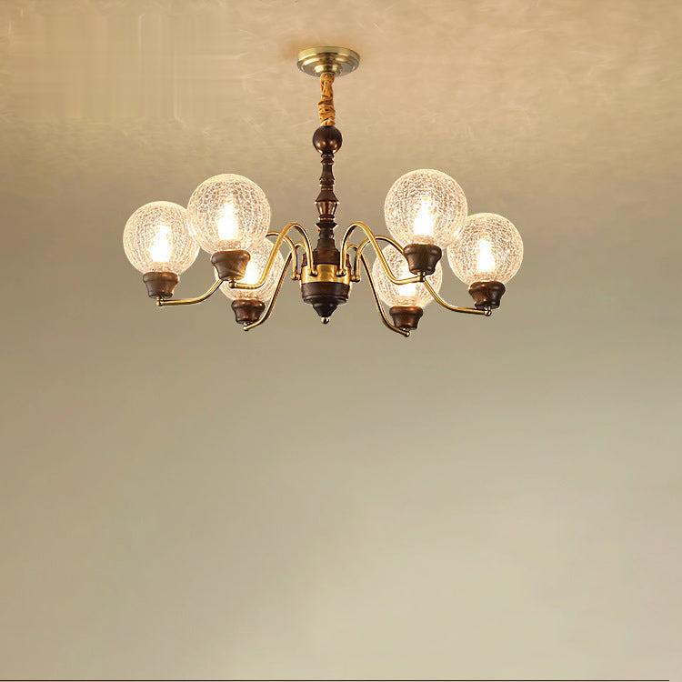 Traditional French Round Balls Ash Copper Glass Lampshade 6/8/10 - Light Chandelier For Dining Room