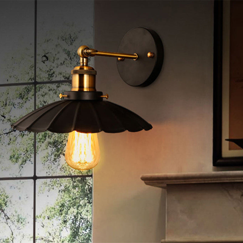 Contemporary Industrial Umbrella Shape Iron Lampshade Hardware Glass 1 - Light Wall Sconce Lamp For Dining Room