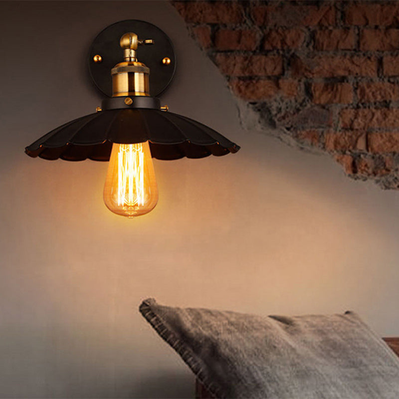 Contemporary Industrial Umbrella Shape Iron Lampshade Hardware Glass 1 - Light Wall Sconce Lamp For Dining Room