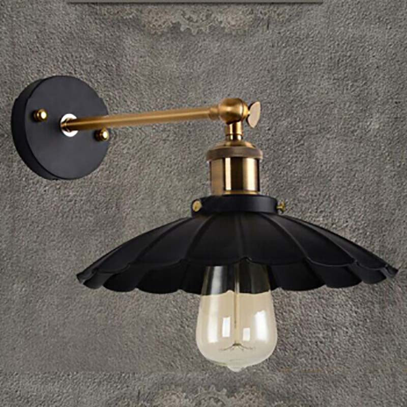 Contemporary Industrial Umbrella Shape Iron Lampshade Hardware Glass 1 - Light Wall Sconce Lamp For Dining Room