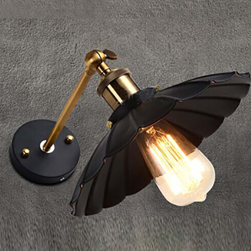 Contemporary Industrial Umbrella Shape Iron Lampshade Hardware Glass 1 - Light Wall Sconce Lamp For Dining Room