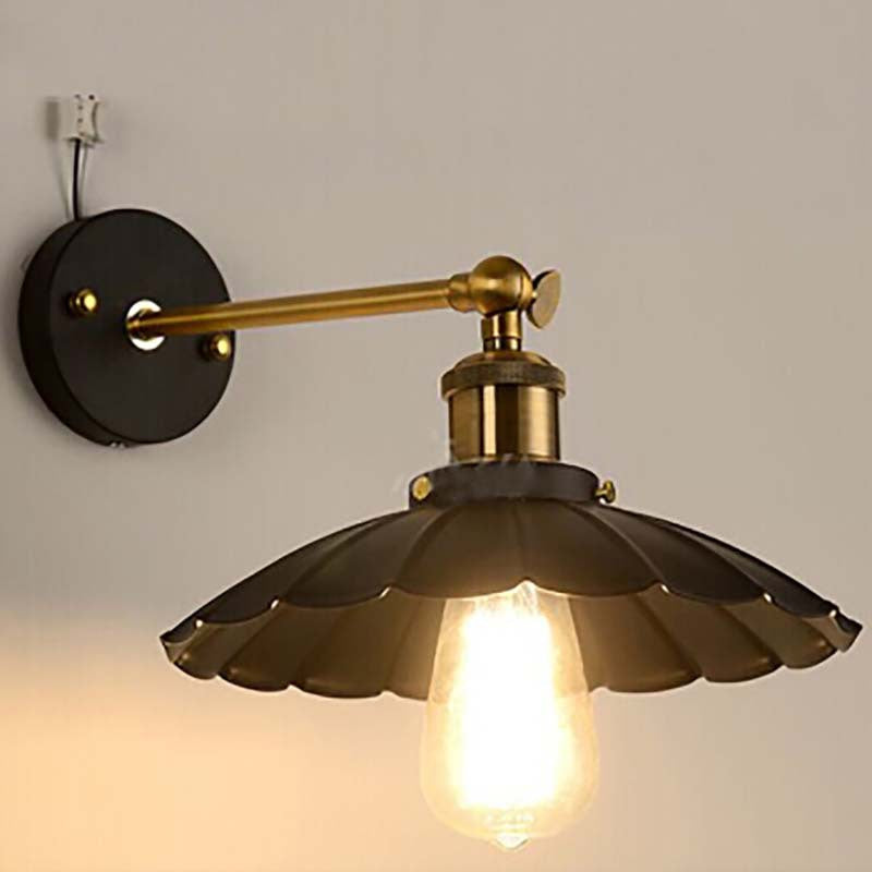 Contemporary Industrial Umbrella Shape Iron Lampshade Hardware Glass 1 - Light Wall Sconce Lamp For Dining Room