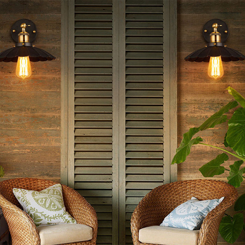 Contemporary Industrial Umbrella Shape Iron Lampshade Hardware Glass 1 - Light Wall Sconce Lamp For Dining Room