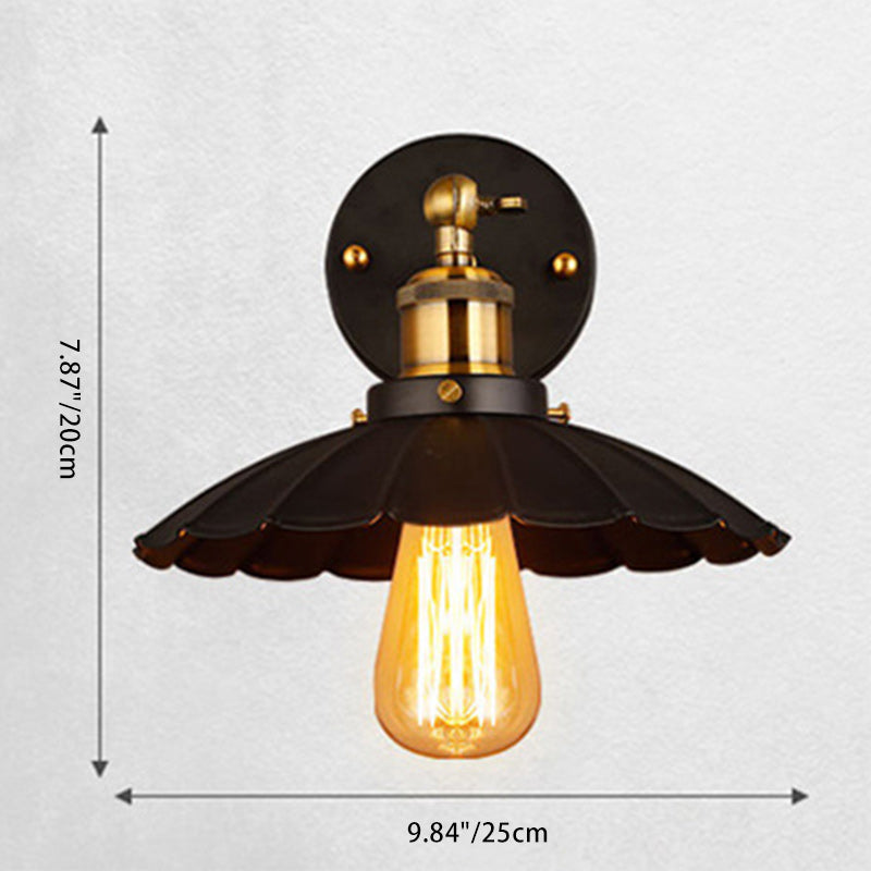 Contemporary Industrial Umbrella Shape Iron Lampshade Hardware Glass 1 - Light Wall Sconce Lamp For Dining Room
