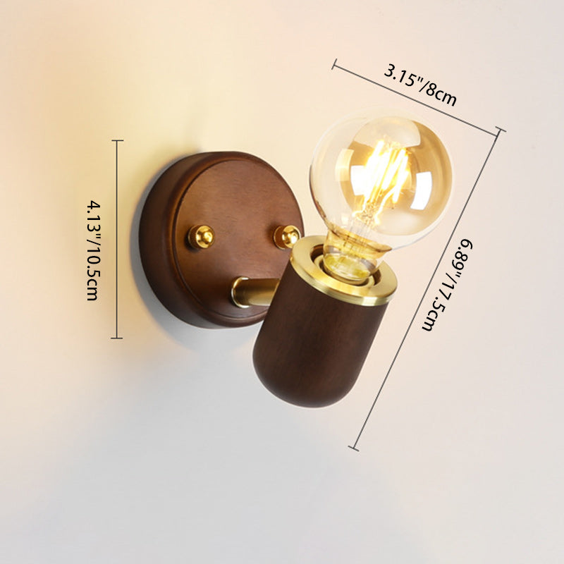 Traditional Japanese Solid Wood Base Glass Lampshade Hardware 1 - Light Wall Sconce Lamp For Bedroom