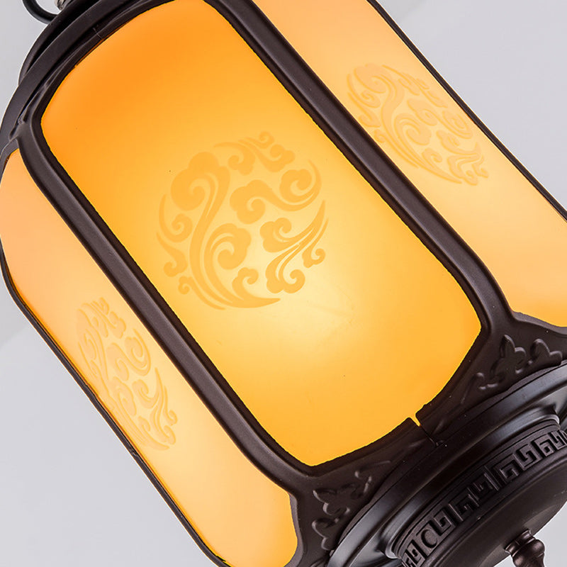 Traditional Chinese Lantern Shape Print Aluminum PC Lampshade 1 - Light Pendant Light For Hallways