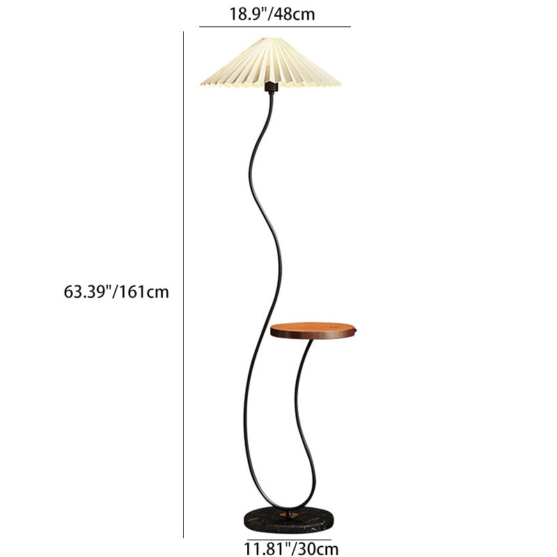 Contemporary Nordic Umbrella Fabric Lampshade Marble Base Iron 1 - Light Standing Floor Lamp For Living Room