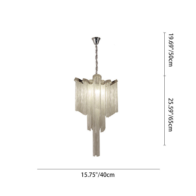 Modern Art Deco Dome Aluminum Chain Iron 4 - Light Chandelier For Living Room