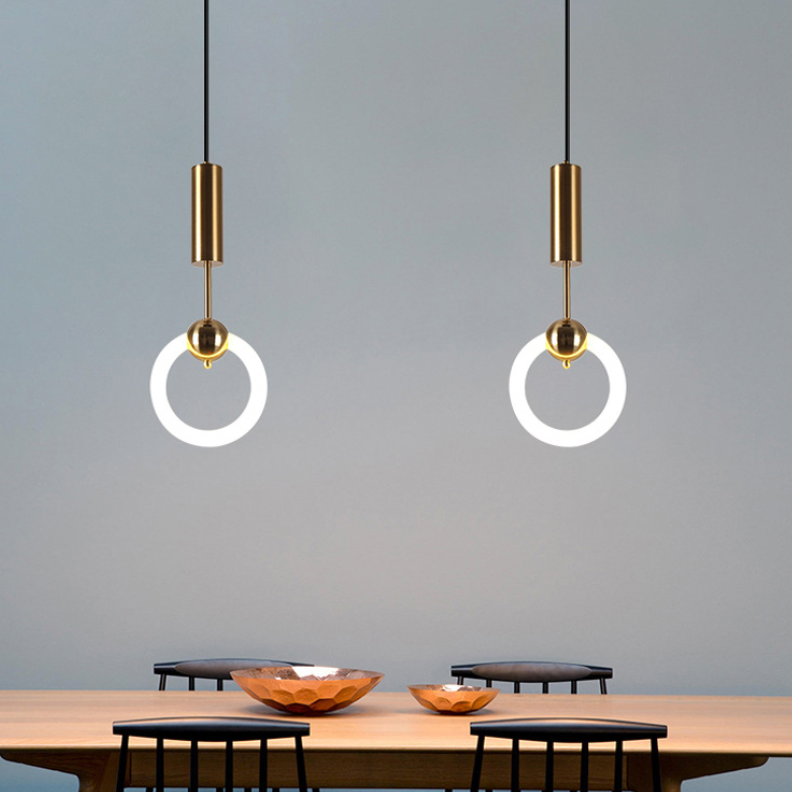 Modern Luxury Dome Circle Iron Glass LED Pendant Light For Dining Room