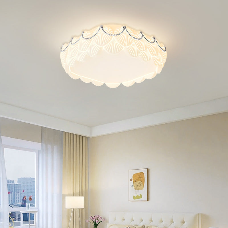 Contemporary Nordic Round Rectangle Cream Rotational Molding Hardware Acrylic LED Flush Mount Ceiling Light For Living Room