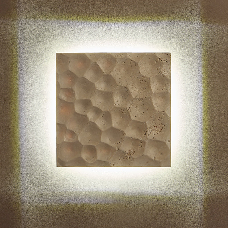 Modern Art Deco Square Yellow Travertine Waterproof LED Wall Sconce Lamp For Hallways