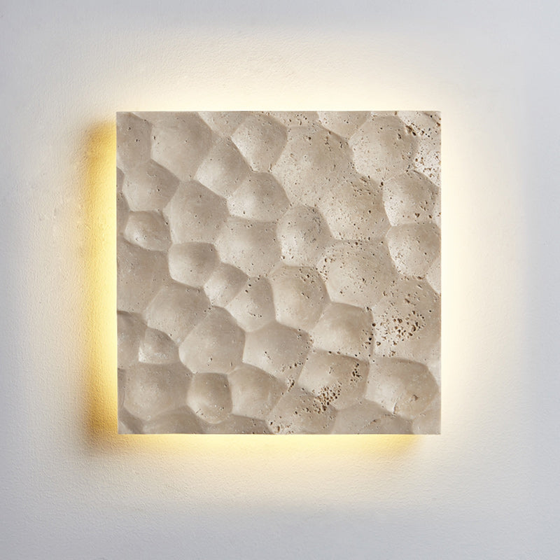 Modern Art Deco Square Yellow Travertine Waterproof LED Wall Sconce Lamp For Hallways