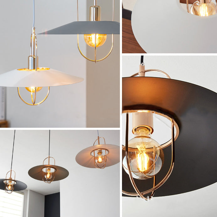 Contemporary Scandinavian Full Iron Lampshade 1 - Light Pendant Light For Dining Room