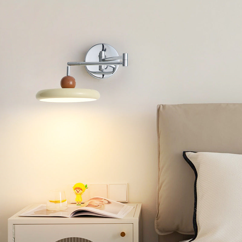 Contemporary Nordic Round Rocker Iron Lampshade LED Wall Sconce Lamp For Bedroom