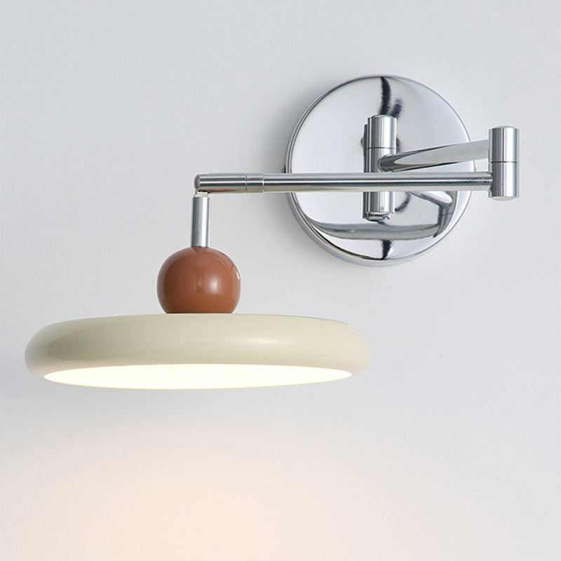 Contemporary Nordic Round Rocker Iron Lampshade LED Wall Sconce Lamp For Bedroom