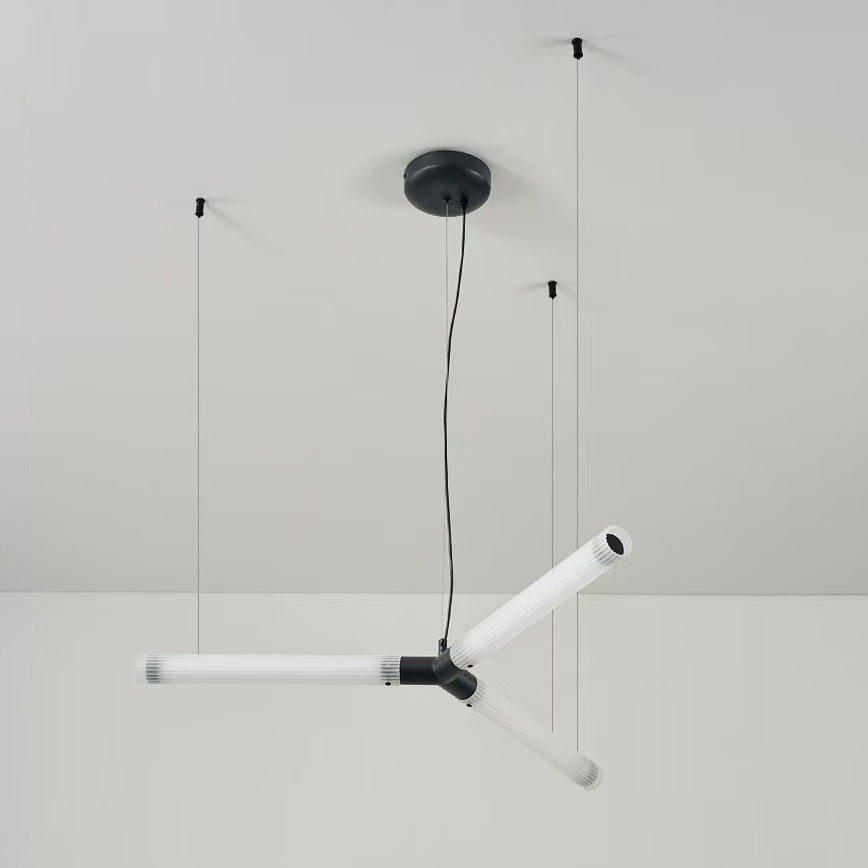 Modern Art Deco Light Sticks Acrylic Lampshade Iron LED Chandeliers For Living Room