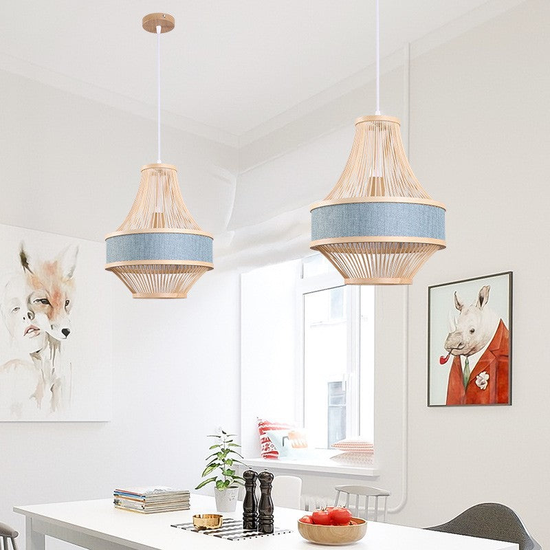 Traditional Chinese Bamboo Weaving 1 - Light Pendant Light For Dining Room