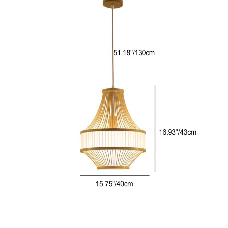 Traditional Chinese Bamboo Weaving 1 - Light Pendant Light For Dining Room