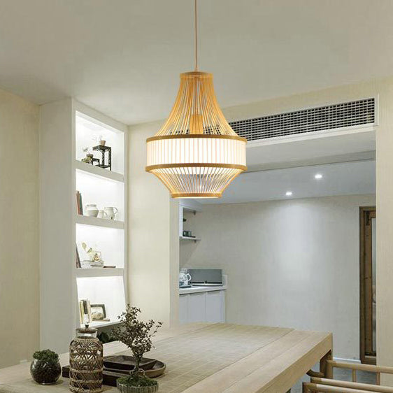 Traditional Chinese Bamboo Weaving 1 - Light Pendant Light For Dining Room