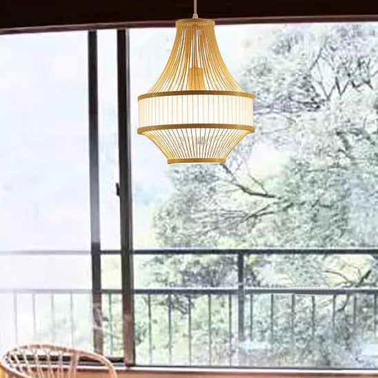 Traditional Chinese Bamboo Weaving 1 - Light Pendant Light For Dining Room