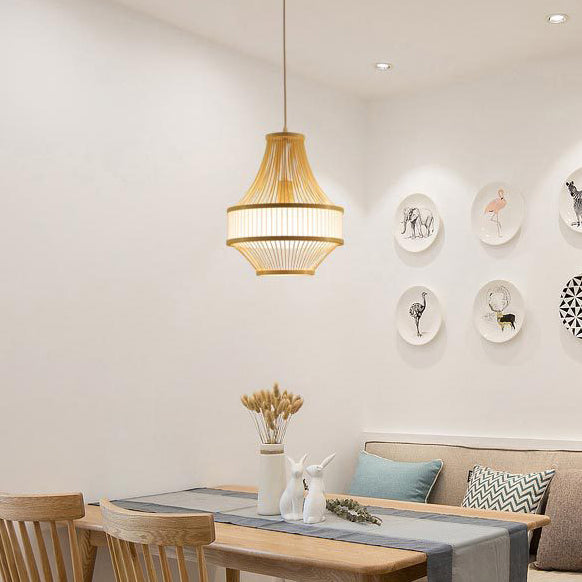 Traditional Chinese Bamboo Weaving 1 - Light Pendant Light For Dining Room