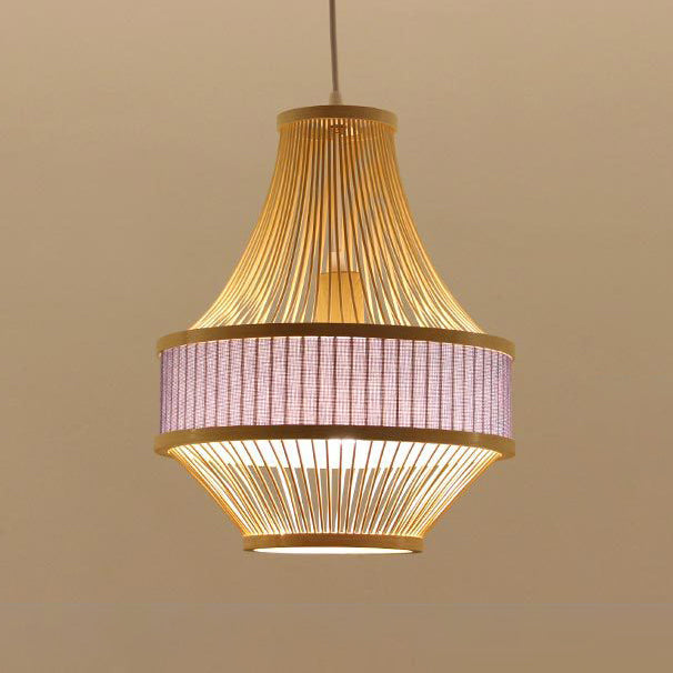 Traditional Chinese Bamboo Weaving 1 - Light Pendant Light For Dining Room