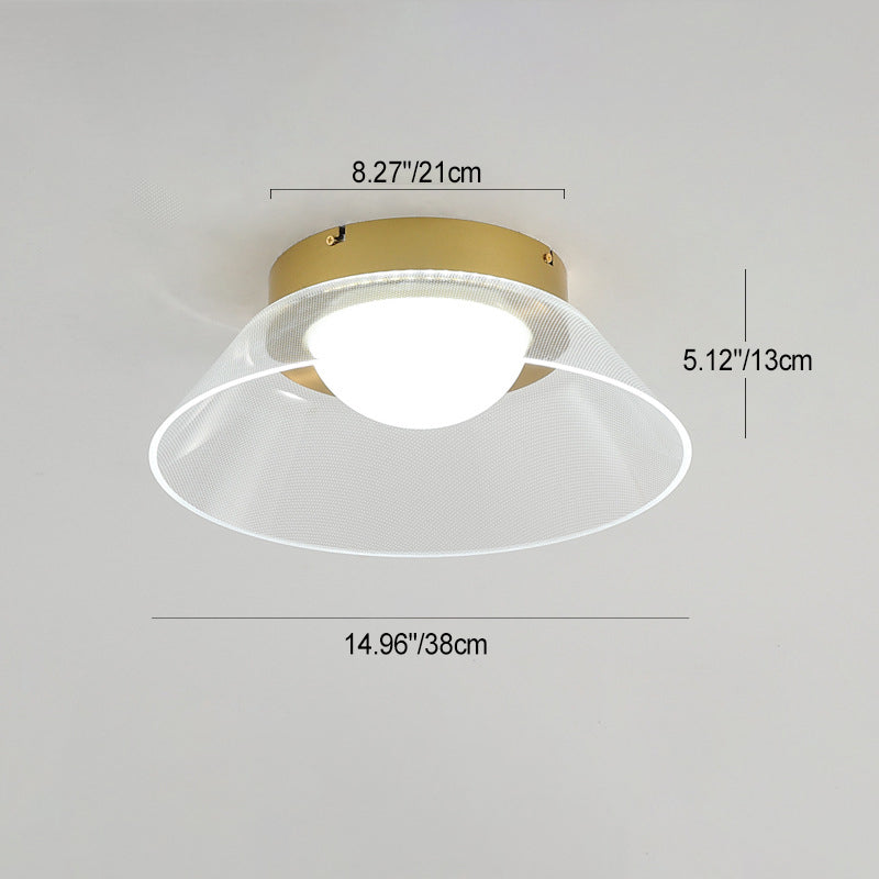 مصباح سقف LED شبه مسطح مصنوع من الحديد والألومنيوم بتصميم قبة على شكل قبعة بتصميم عصري بسيط لغرفة المعيشة