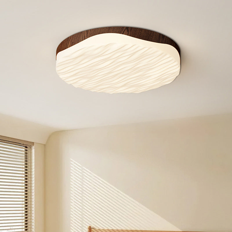 Contemporary Retro Round Ripple Iron Acrylic LED Flush Mount Ceiling Light For Bedroom