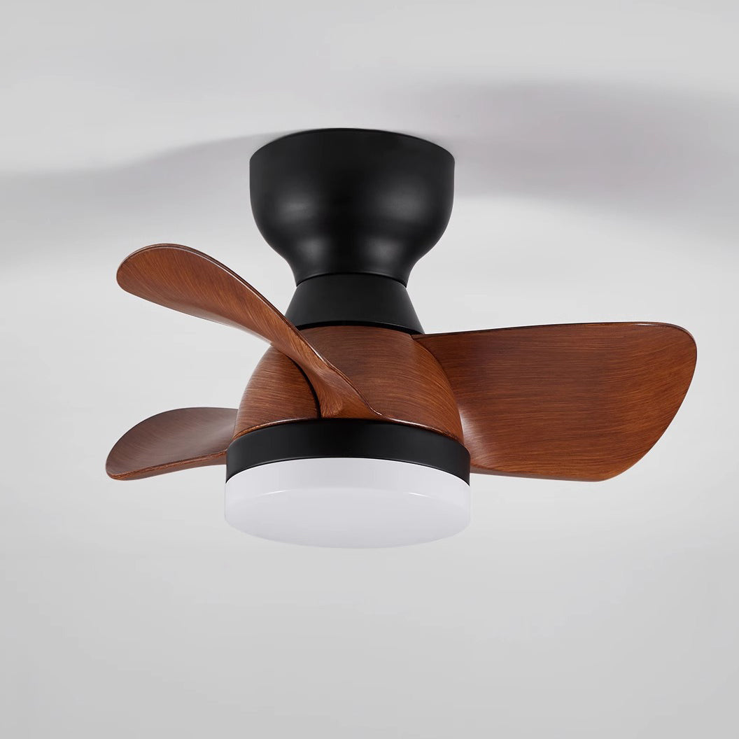 Contemporary Retro Three Fan Blades ABS Iron Acrylic LED Downrods Ceiling Fan Light For Dining Room