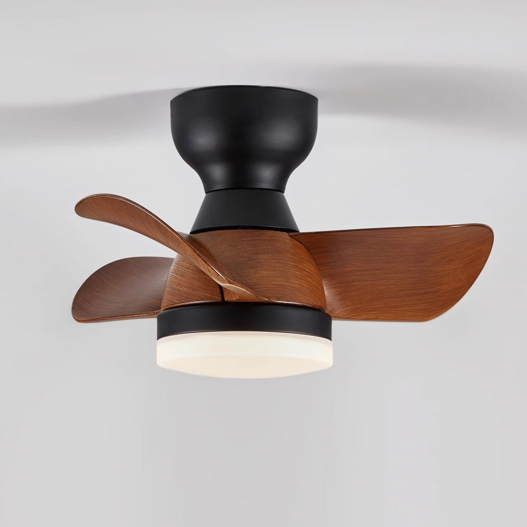 Contemporary Retro Three Fan Blades ABS Iron Acrylic LED Downrods Ceiling Fan Light For Dining Room