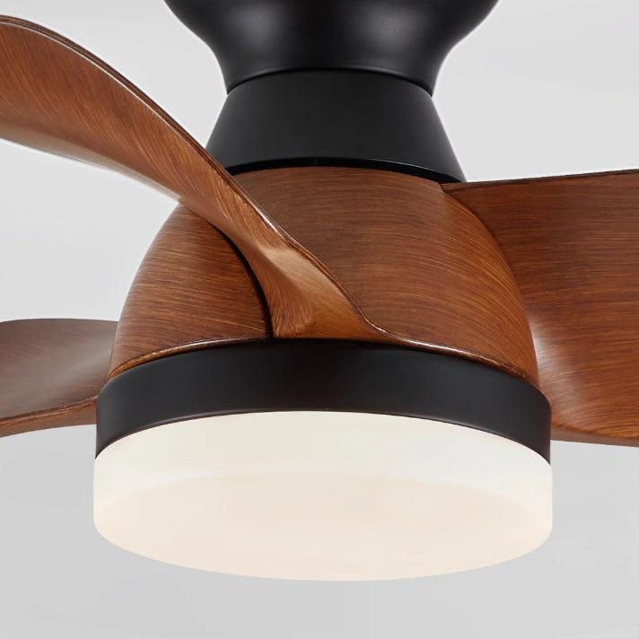Contemporary Retro Three Fan Blades ABS Iron Acrylic LED Downrods Ceiling Fan Light For Dining Room